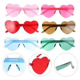 Sunglasses 6Pcs Rimless Heart Shape Trendy Candy Color Frameless Party Eyewear For Men Favor