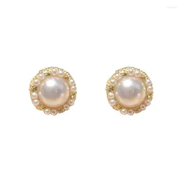 Ohrstecker 2023 Barocke runde Perle für Damen Eleganz Retro Hong Kong Stil frostig