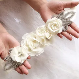 Wedding Sashes Chiffon Flowers Bridal Belt Rhinestone Dress For Bride Accessories White Ivory Black Red Silver In Stock Bulk Order2058