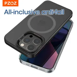 Messen Pzoz Phone Case för iPhone 14 Plus 13 12 Pro Max Protective Cover Magnetic Charging Phone Holder Lens Protection for iPhone13