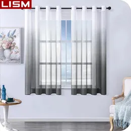 Sheer Curtains LISM Gradient Short Tulle Sheer Short Curtains for Living Room Decoration Curtains for the Room Kitchen Voile Organza Curtains 230721