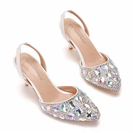 Blingbling crystals brud bröllopssko 2021 färgad diamantkändis gala Oscar inspirerade formella höga klackar 7m glittrande prom skor3391