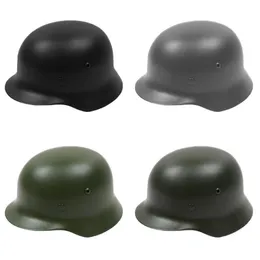 Capacete de aço M35 Capacete protetor de aço inoxidável com forro de couro para homens Capacete de guerra alemão atividades ao ar livre 271J