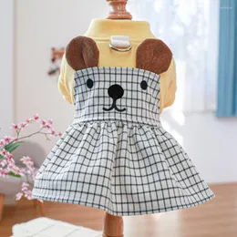 Dog Apparel Pet Clothes Spring Summer Jumpsuit Cat Fashion Plaid Skirt Small Cartoon Dress Puppy Cute Kawaii Coat Chihuahua Yorkshire