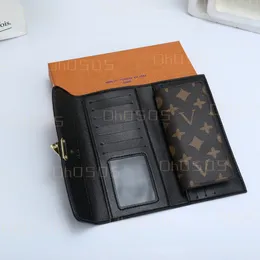 2023 Fashion designer Long Wallet 2-piece set card holder purse Metal button French print Chessboard grid genuine leather coin purses luxury wallets with box