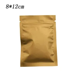 200Pcs 8 12cm Brown Matte Aluminum Foil Packing Bag Self Seal Mylar Zip Lock Drid Food Bean Snacks Storage Bags with Tear Notch Wh231L