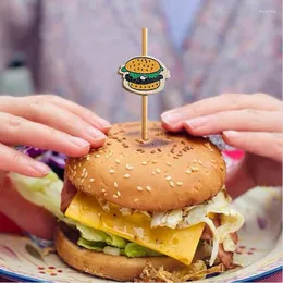 Sacchetti di immagazzinaggio 100 pz Hamburger Contorno Bastone di Bambù Usa E Getta Spuntino di Frutta Spiedini Partito Buffet Scelte Alimentari Sandwich Decor