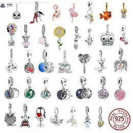 925 Sterling Silver Ciondola Charm Cicogna Amp Scintillanti Stelle Ciondola Bead per Pandora Charms Autentiche 925 Perle d'argento