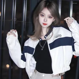 Kurtki damskie DeepTown Koreańska odzież uliczna przycięta kurtka bombowa kobiety harajuku moda na zewnątrz krótka kobieta wiosna swobodna rocznika y2k