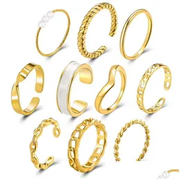 Cluster Ringe Vintage Gold Farbe Geometrische Herz Kreis Joint Set für Frauen Minimalistischen Metall Knuckle Ring Schmuck 10 teile/satz Drop Deli DHP8Y