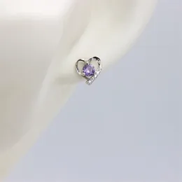 Stud Earrings ZFSILVER Fashion 925 Sterling Silver Kroean Diamond-set White Purple Heart Jewelry For Women Charm Party Gift Girl