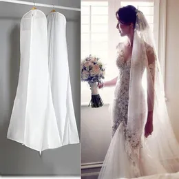 Em estoque grande 180 cm vestido de casamento sacos de vestido de alta qualidade branco saco de pó longa capa de vestuário armazenamento de viagem capas de pó 270Q