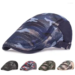 Berets Men Women Camouflage Duckbill Beret Cap Hollow Breatable Mesh Gatsby cabbie sboy sboy driving Hunting Flat Flat