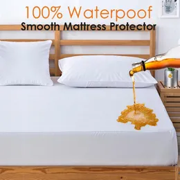 Rosjan wszystkie rozmiar 100% poliestru gładka wodoodporna pokrywka materaca do mycia maszynowego Matress Protector Colchao Dust Cover CORKE246Q