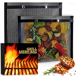 Aufbewahrungsbeutel 1pcs Nicht-Stick-Netz Grillbeutel Hitzebeständiges Gemüse BBQ Outdoor Picknicks Campingwerkzeuge