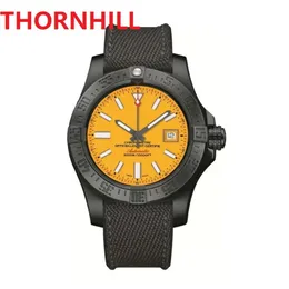 Luxury Mens Yellow Avenger Seawolf Automatic Mechanical Watch 48mm Sapphire Dress Wristwatch Stainless Steel Canvas Leather clock223C