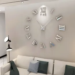 Zegary ścienne rzymskie liczbowe 3D lustro lustrzane zegar akrylowy akryl naklejki mody kwarcowy zegarek dekoracja domowa reloJ de pared 230721