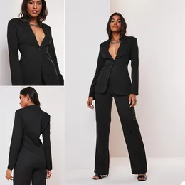 Sexy schwarze Anzüge für die Brautmutter, One Button, Damen, Übergröße, Büro, Smoking, formelle Arbeit, Party, Kleidung für Hochzeit295U