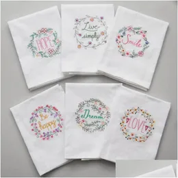 Table Napkin Embroidered Wine Towel Cotton Napkins Home El Kitchen Cloth Cup 45X70Cm Drop Delivery Garden Textiles Dh3Md