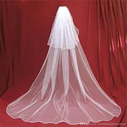 Uzun iki katman ucuz tül gelin perdeleri beyaz iovry düğün perdesi ile tarak velos de novia düğün aksesuarları 2019 saç aksesuarı245v