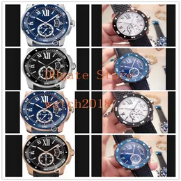 Mężczyźni Watch Caliber de Black Roman Dial 42 mm zegarek W7100056 W2CA0004 WSCA0011 Gumowy pasek Automatyczne zegarki mechaniczne247D