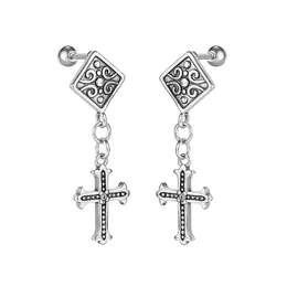 Dangle Chandelier Punk Stainless Steel Black Golden Cross Drop Earrings Unisex Hiphop Man Chic Female Birthday Gift Bar Party Stud Dhijx