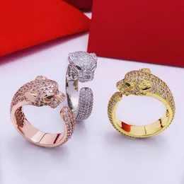 Designer di marca leopardo Anelli di diamanti Anello d'amore Anello nuziale con pavé di diamanti Argento Donna / Uomo Gioielli di lusso Acciaio inossidabile 2024 Anello di fidanzamento di moda