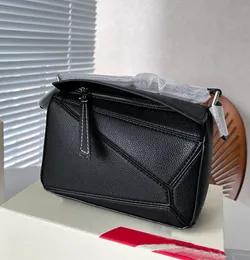 Designer Puzzle Women Single Shoulder Bag Fashion äkta läder Portable Diagonal Crossbag Tote Handväskor Geometrisk figur