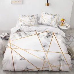 Conjuntos de cama de ouro branco padrão de mármore conjunto moderno 3d conjuntos de capa de edredom edredom roupa de cama twin queen king tamanho único moda luxo 230721