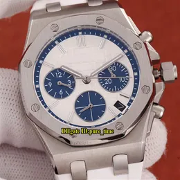 11 Estilo Moda Relógios Femininos Royal 26231ST Whtie Dial Azul Subdial Miyota VK67 Quartzo Cronógrafo Relógio Feminino 316L Caixa de Aço Ru2657