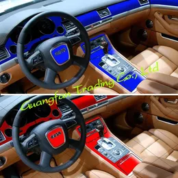 Estilo do carro 3D 5D fibra de carbono interior do carro console central mudança de cor moldagem adesivo decalques para Audi A8 D3 2003-2010286c