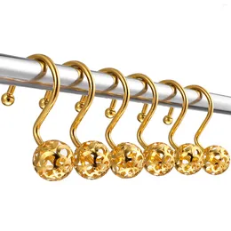 Bath Accessory Set 12 Pcs Shower Curtain Hook Hooks Hanging Hanger Bathroom Rings Gold Curtains Metal Single