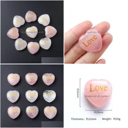 Камень натуральный розовый кристаллический украшения 25 мм резное любовь сердце кварцевое Quakra Reiki Healing Mineral Cumple Gemstones