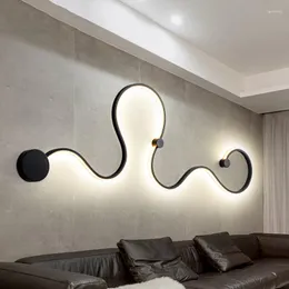 Wall Lamp Simple Snake Shaped Aluminum Creative Bedroom Living Room Background Corridor Bedside Decoration LED