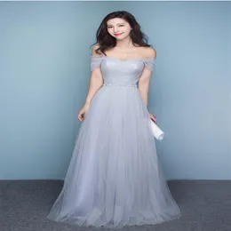 Silver Grey Bridesmaid Dresses Off Shoulder Floor Length Wedding Party Dresses Shining Sash Bridesmaid Dress Plus Size Custom Made291j