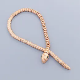 Luxury Rose Gold Sliver Snake Pendants långa halsband för kvinnor trendiga choker attraktiv designer smycken party jul bröllop gåvor födelsedagspresenter flickor coola