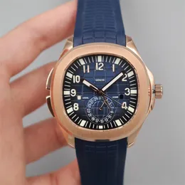 2022 5164 GMT Czas podróży Automatyczne męskie zegarek Rose Gold Blue Tekstrutowe markery numeru gumowego paska 5 zegarków Pur248k