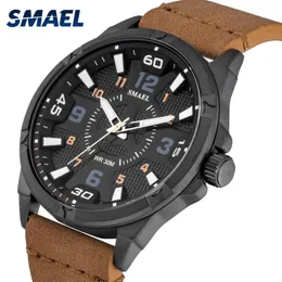 Smyael Męski Zegarek Relojes Hombre Top Brand SL-9102 Watch Men Simple Quartz Watches With Leather Relogio Masculino202d