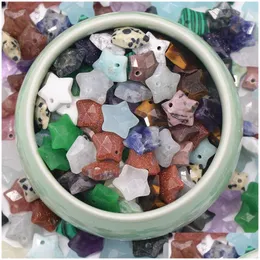 Charms com furo de pedra de cristal natural 10 mm em forma de estrela ametista rosa quartzo pingente para diy chakra colar acessórios de joias drop dhaci