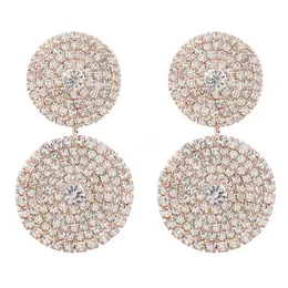 Trend Metal Rhinestone Round Multilayer Dangle Earrings Wedding Party Charm Accessories Women's Luxury Jewelry