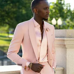 Ternos masculinos rosa blush sob medida 2 peças noivo homem calças terno negócios casamento blazer longo jaqueta e calças2664