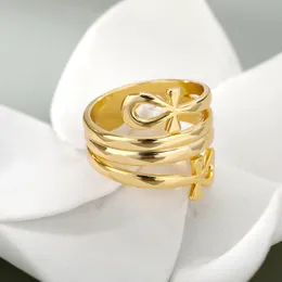 Kreuz Ägyptische Ankh Leben Symbol Ring Für Frauen Männer Edelstahl Gold Farbe Tier Schlange Paar Ringe Finger Punk Goth schmuck