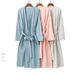 Women's Sleepwear 2023 Autumn Robe Velvet Women Home Thin Bademantel Mid-Length Lazy Bathrobe Satin Robes For Robr Pyjama Femme Kimono