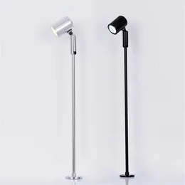 Spotlight LED Mini Pole monterad 110 220V Silver och svart 165 265mm smyckelampor för smycken Showcase Counter Light S10265293R