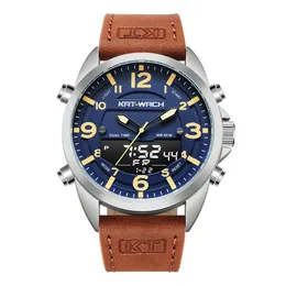 KT Luxury Watch Men Top Brand Leather Watches Man Quartz Analog Digital Waterproof Wristwatch Big Watch Clock Klok KT1818244U