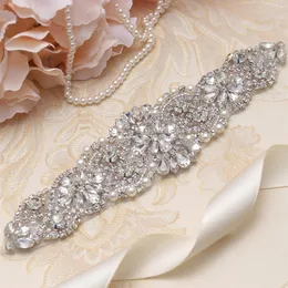 MissRDress Pearls Wedding Belt Rhinestones Belt bridal gown belts Silver Crystal Bridal Belt for Wedding gown YS837242J