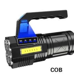 wielofunkcyjny przenośna 4 -led mocne latarnia Waterprood Haterheld 4Mode Cob Cob Torch Lampa USB ładowarki Wysoka moc Wysoka moc latarnia na zewnątrz Kemping Latarnia