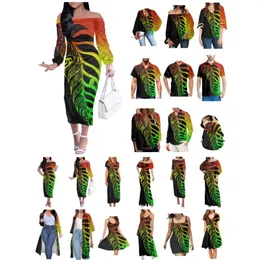 Men's Casual Shirts Polynesian Tonga Hawaii Fiji Guam Samoa Pohnpei Tribal Tattoo Feather Prints Clothes Suits Couple Family Party Dress