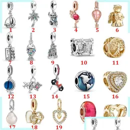 Charms 925 Sterling Sier Pandora Charm Ocean Series Style Glazed Bead Pearl Pendant är lämplig för DIY Lady Armband smycken Fashio Dh1mp