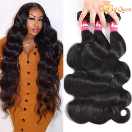 9A Brazilian Body Wave Hair Bundles Unprocessed Virgin Human Hair Extensions Natural Black Color296n